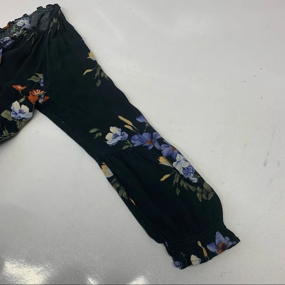 American Eagle Womens Peasant Top Small  Floral Ruffles Fairy Grunge Work Casual - Picture 8 of 12